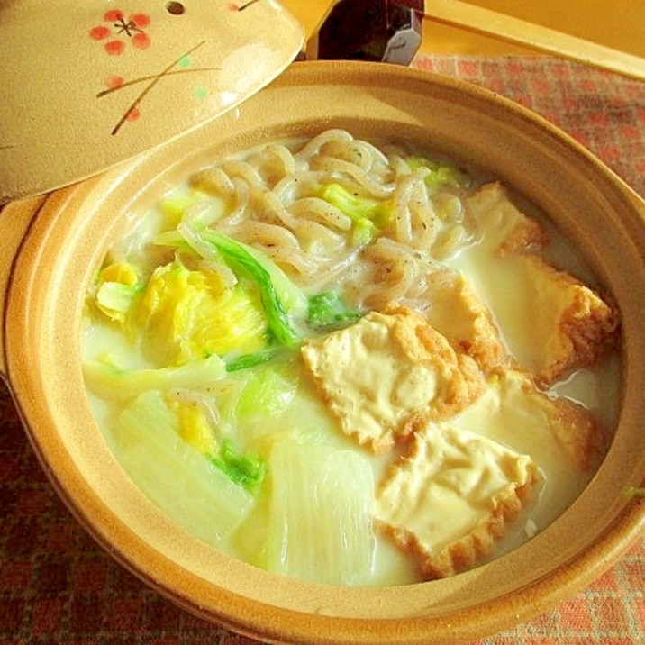厚揚げと白菜と糸こんのとろとろ豆乳鍋 レシピ 作り方 By ちえ Sキッチン 楽天レシピ 厚揚げと白菜と糸こんのとろとろ豆乳鍋 レシピ 作り方 By ちえ Sキッチン 楽天レシピ